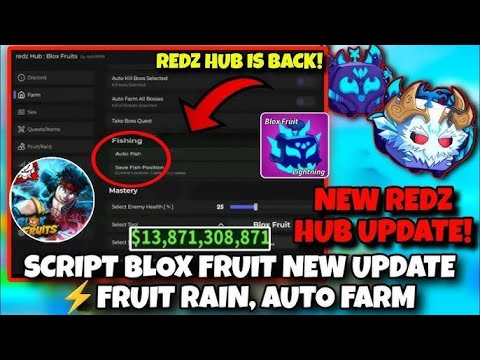 Redz Hub Script Blox Fruits Update AUTO FARM 💢 FRUIT RAIN, AUTO FISH, RAID, SEA EVENT, DELTA KRNL