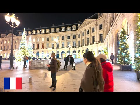 Paris Night Walk at Place Vendôme (Christmas Season) 4K HDR
