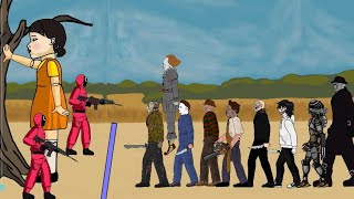Jason, Michael, pennywise,Jeff,chromeskull,Leatherface,freddy,tyrant, predator plays squid game(dc2)