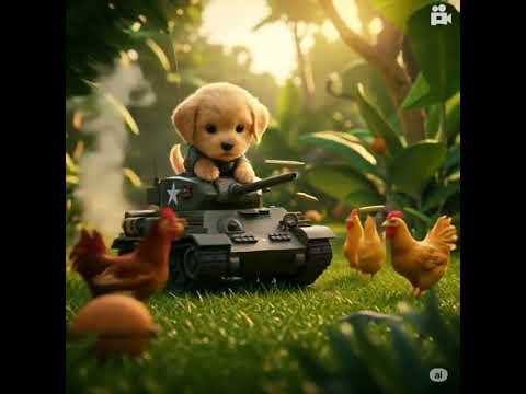 puppy riding tank