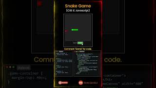 #SnakeGame #FrontendShorts #JavaScriptGame #WebGame #CodeWithMalik