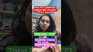 HPSC PGT COMPUTER SCIENCE NEW VACANCY OUT 2026 #nsclasses #HPSCPGTCS #computerscience