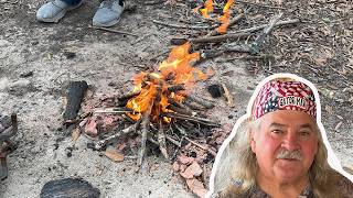 Starting a Campfire with Cotton and Ash | Fire Roll Method