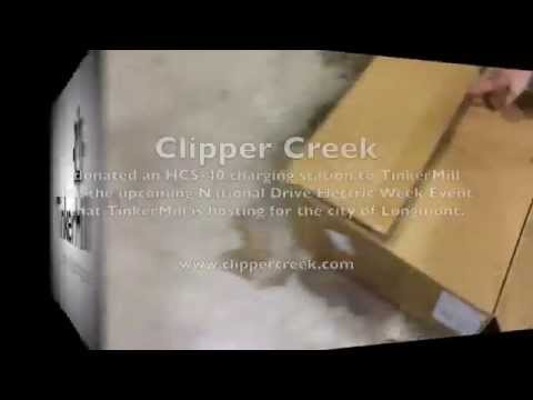 Clipper Creek donated an HCS-40 charging station to TinkerMill