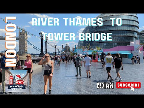 A Walking Tour Along The Thames To London's Famous Tower Bridge 4K HDR