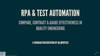 Webinar of RPA & Test Automation: Compare, Contrast & Gauge Effectiveness in Quality Engineering