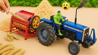 Mini Tractor Threshing Wheat | Amazing Village Machine Project | DIY Thresher Working video 