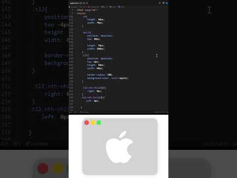 Apple logo with Mac buttons created CSS#frontenddeveloper #viral #youtubeshorts #apple #macbook