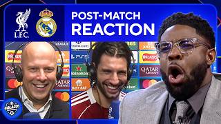 Arne Slot and Dominik Szoboszlai on Liverpool's win vs. Real Madrid w/ Jamie Carragher 🤣 | UCL Today