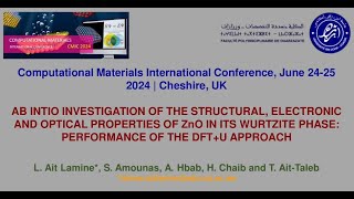 [May 20, 2024] Lahcen Ait Lamine -  DFT Study on ZnO | CMIC 2024 Presentation