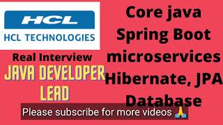 Java Developer lead interview LIVE || 2022 | HCL interview pattern