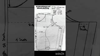 34 size princess cut blouse drafting ✂️ princess cut blouse cutting and stitching #drafting #shorts