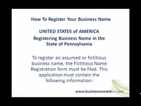 Registering Business Name in the State of Pennsylvania