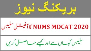 NUMS MDCAT 2020 Final Date - NUMS MDCAT Official Syllabus 2020