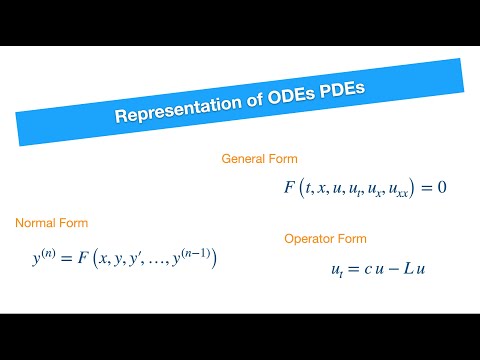 What are different ways to represent ODEs and PDEs? (General, normal, operator forms)