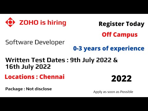 Off Campus drive || ZOHO is hiring for software developer 2022 || 2021 || 2020 || freshers can apply