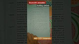 Bcom6th semester syllabus AUDITING #ccsu #auditing #bcomsyllabus #bcom6thsemester #refreshercourse