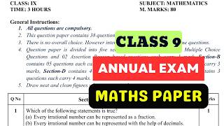 Class 9 Annual Exam Maths Question Paper || Cbse Sample Paper 2025-26