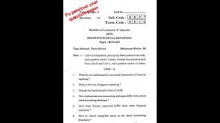 BCOM 6th Sem (ISSUES IN FINANCIAL REPORTING) PU  Question paper 2022-23