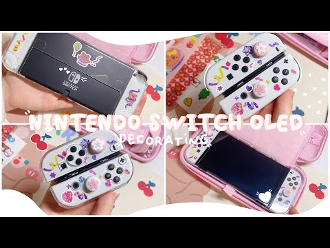 💖decorating and customizing my nintendo switch oled🌸 | aesthetic, stickers, case