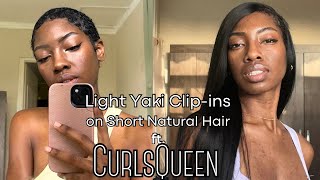 Light Yaki Clip-Ins on Short Natural Hair | CURLSQUEEN |