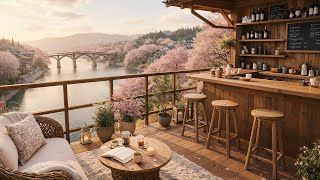 Spring Jazz Cafe Escape 🌸 Smooth Jazz Music at a Cozy Riverside Balcony