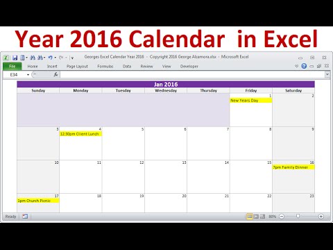 Excel Year 2016 Calendar | Full Year 2016 Calendar Planner | 2016 Monthly Calendars | 2016 Holidays
