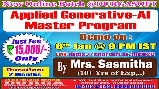 Applied Generative AI Master Program Online Training @ DURGASOFT