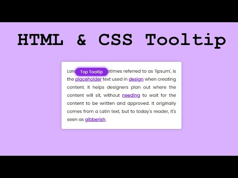 How to make Tooltips only with HTML & CSS