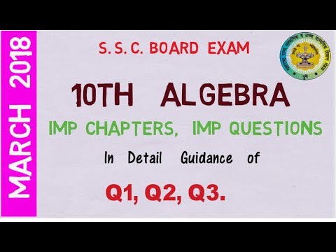 10th Algebra | Q. Paper Pattern | V. IMP Qs.| March 2018 | 10वी बीजगणित | SSC Board