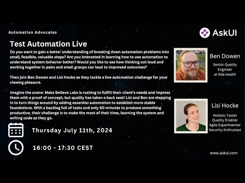 Test Automation Live - Ben Dowen and Lisi Hocke