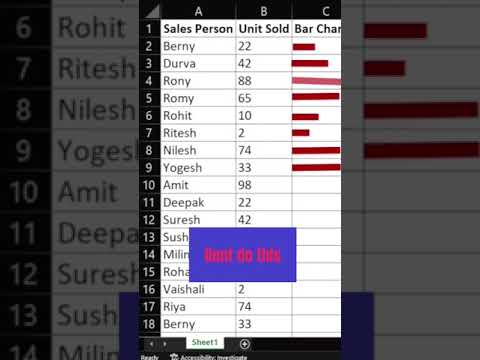 How to create Bar Chart in Excel #exceltricks #excelshorts #excel #shorts