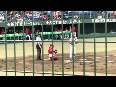 ［4K］23.7.28 2裏 四球を選ぶミエセス→この直後、3塁へ走塁中負傷し交代してしまう、、、