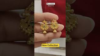 Daily wear gold earrings designs 2025. Gold earrings designs 22karat hallmarked. Jagdish Jewellers