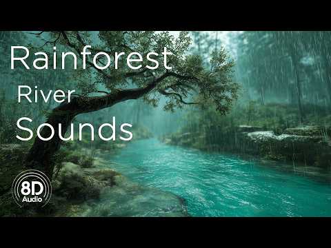 8D Rainforest: Relaxing Rainforest river sounds • Rainforest sounds for sleeping • 8d Jungle Rain