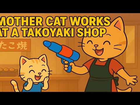 Mother Cat Works at a Takoyaki Shop to Make Ginny Happy 💖 | KhizarCatAi