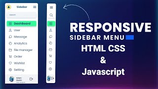 Responsive Side Navigation Bar in HTML CSS and JavaScript || Dashboard Sidebar menu
