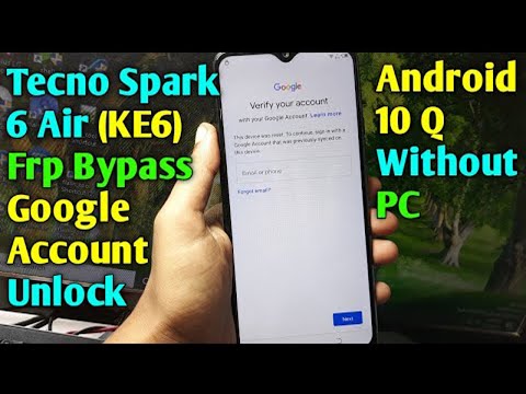 Tecno Spark 6 Air KE6 Frp Bypass Android 10 Q   Tecno Spark 6 Air Frp Google Account Unlock