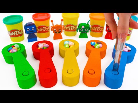 How To Make Kinetic Sand Rainbow Spoon M&ms Candy and Cutting ASMR 🌈 Rainbow Sand ASMR