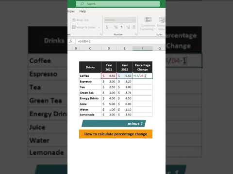 How to calculate percentage change in Excel #shorts #excel #tutorial
