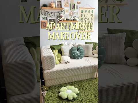 cozy living room makeover 🍵🌱 #studioapartment #pinterestaesthetic #homedecor