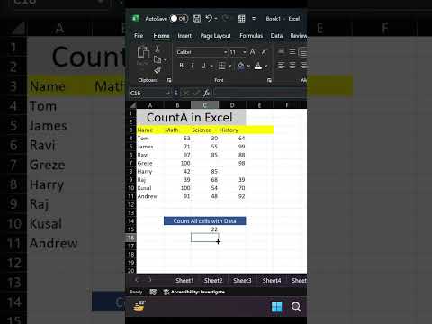 How to Use CountA Function in Excel #shorts  #excelformula #excel