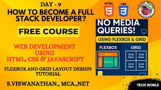 Day 9 | CSS Flexbox, Grid Layout Tutorial | Responsive Design Without Media Queries | Full Stack Dev