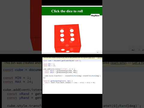 Create a Fun Dice Roll with CSS and JavaScript #shorts #video #youtubeshorts #javascript #css #html