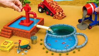 DIY Construction Science Project - Build a Water Well and Mini Hand Pump With Bricks and Concrete