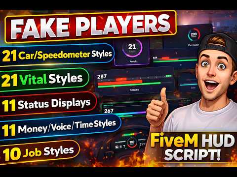 🔥2026 FEB🔥Most ADVANCED FiveM HUD in History – FAKE PLAYERS - 21 CAR Styles - 21 Vitals & more!
