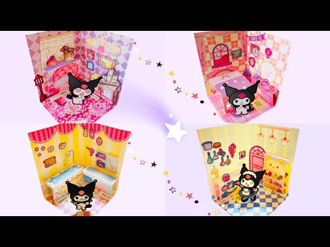 DIY Purple Kuromi Miniature House💜Satisfying Building Purple Kuromi House #kuromi #papercraft