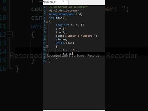 Factorial In c++  🔥😱😱|| Cpp Programing  #coding #area  #youtubeshorts