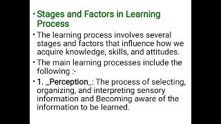 Psychology of Education Lesson 2: Learning Process
