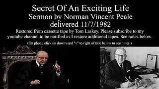 Norman Vincent Peale "Secret  Of An Exciting Life"